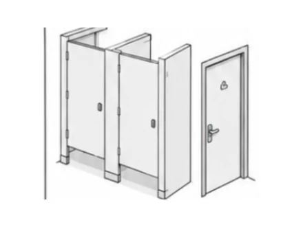Restroom partitions and doors illustration