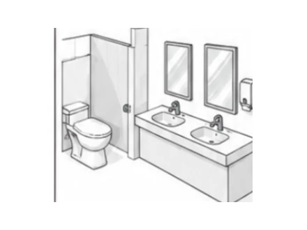 Men’s and women’s restroom illustration